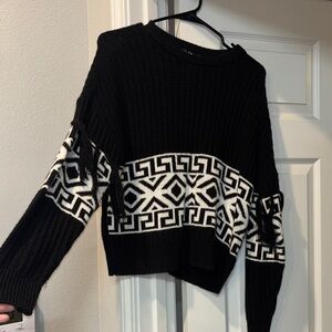 Chic Black and White Geometric Sweater